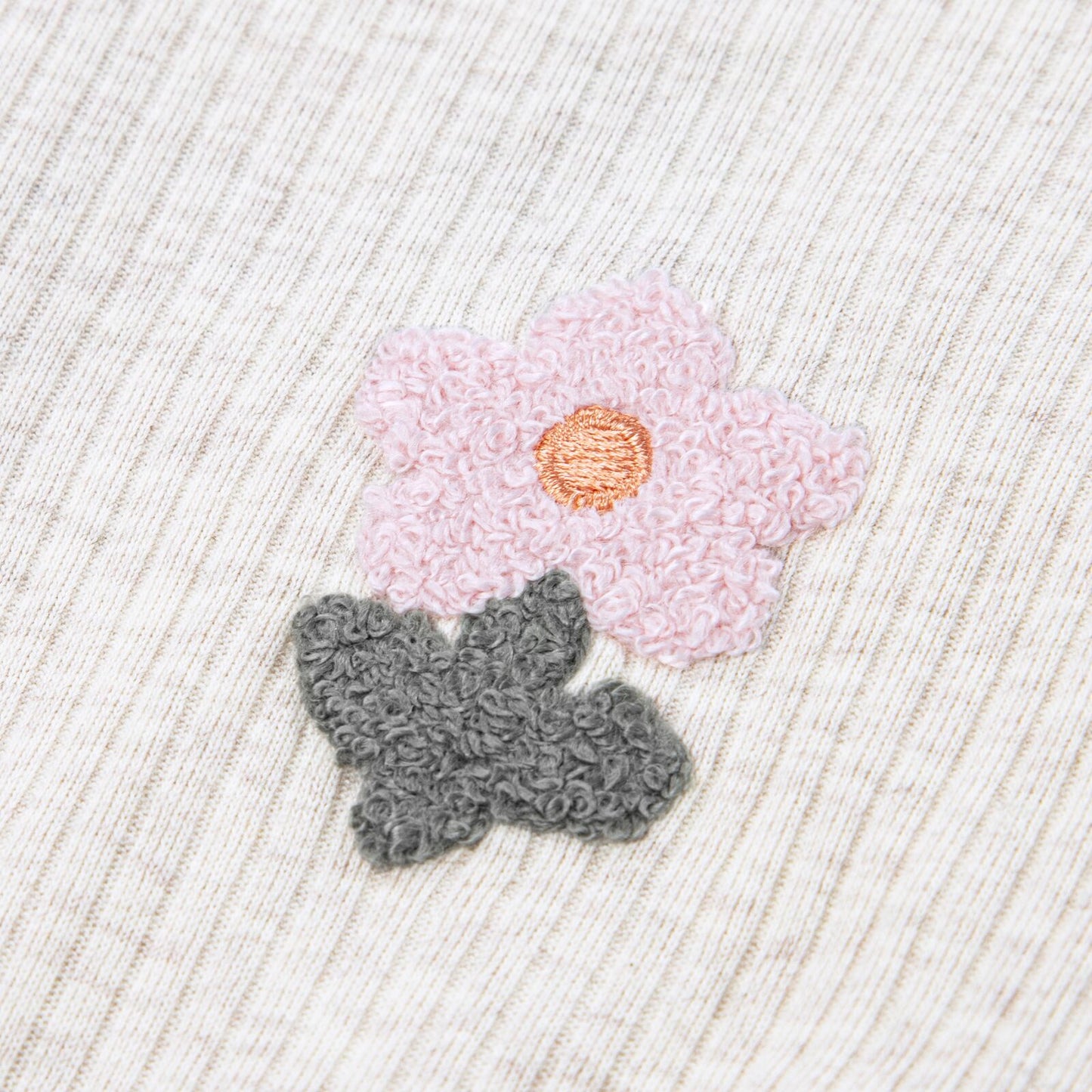 Huggies Ribbed Baby Jumpsuit with Floral Detail – Sand | 3 - 24 Months