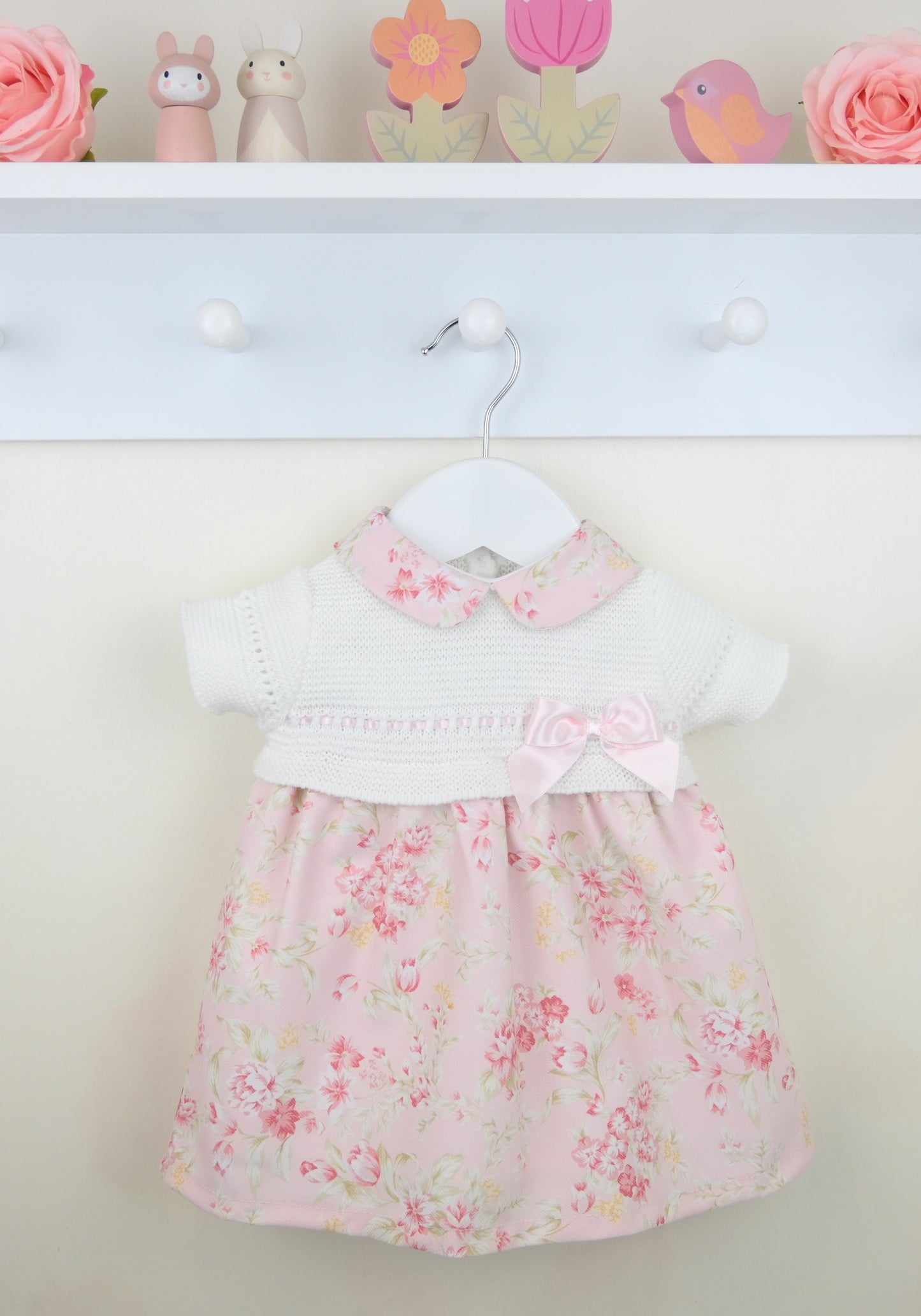 Pex Baby Girls Knitted Floral Dress – Newborn to 18–24 Months