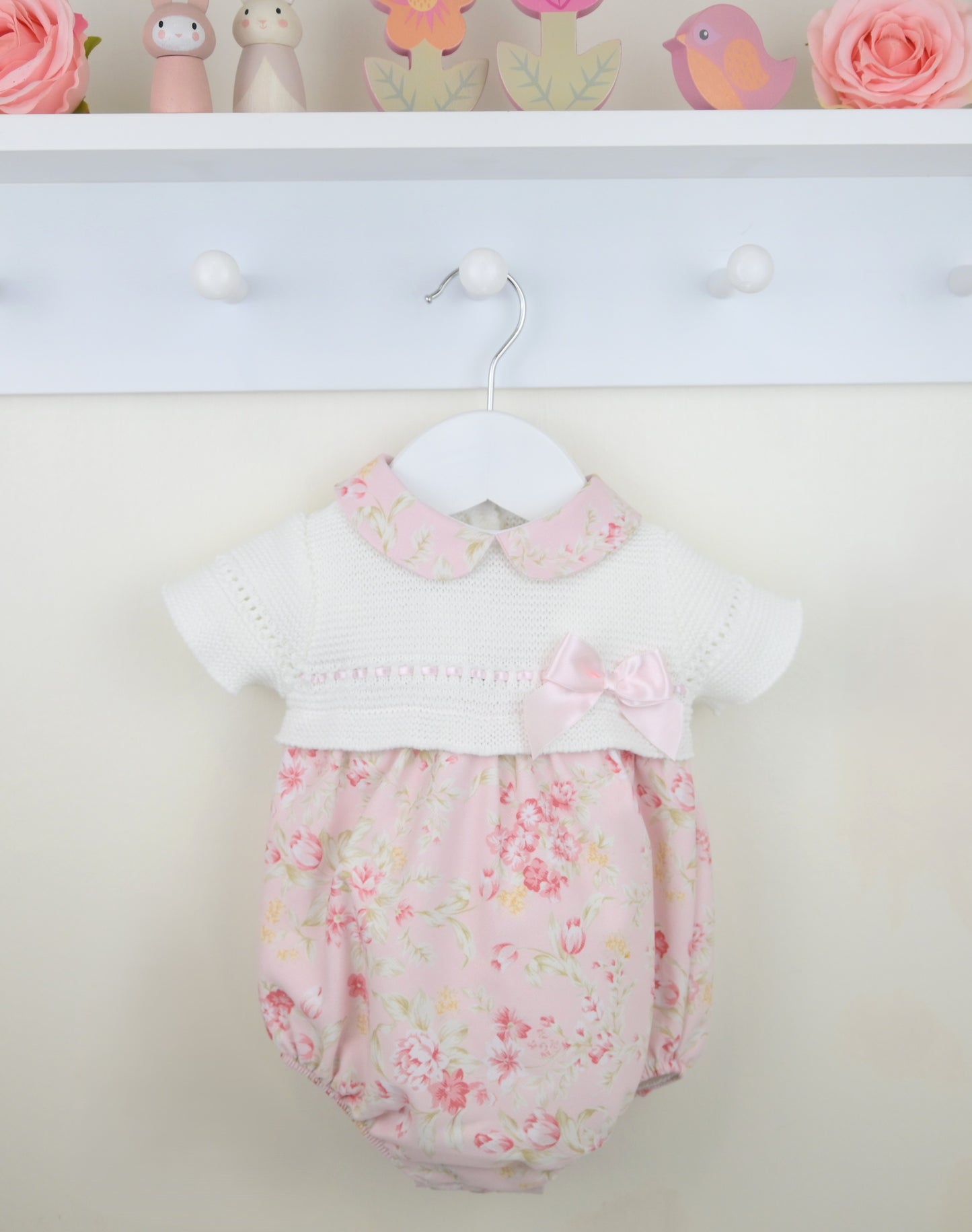 Pex Baby Girls Knitted Floral Romper – Newborn to 18–24 Months