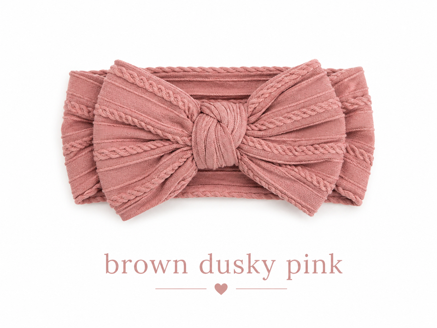 Bow Headband – Brown Dusky Pink | Newborn to 3 Years