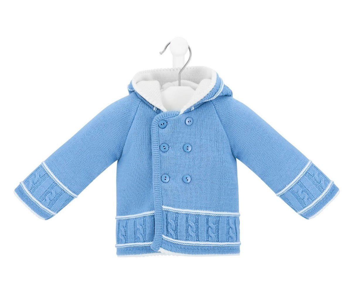 Dusky Blue Knitted Baby Jacket (Newborn – 12 Months) | Dandelion | Hooded & Lined | Cosy Baby Outerwear (Copy)