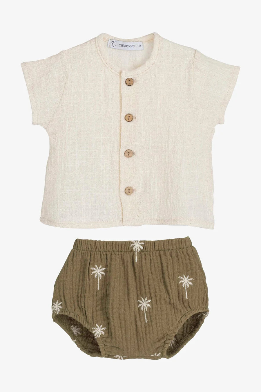 Calamaro Boys Palm Print Shirt & Bloomers Set | 3 to 24 Months