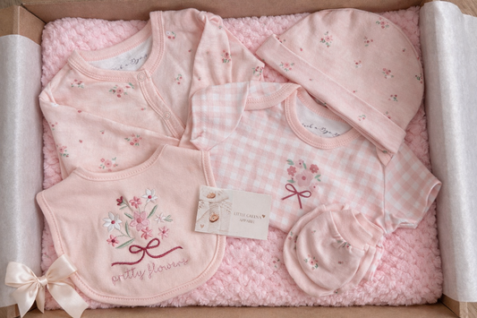 Pink Gingham Baby Gift Box