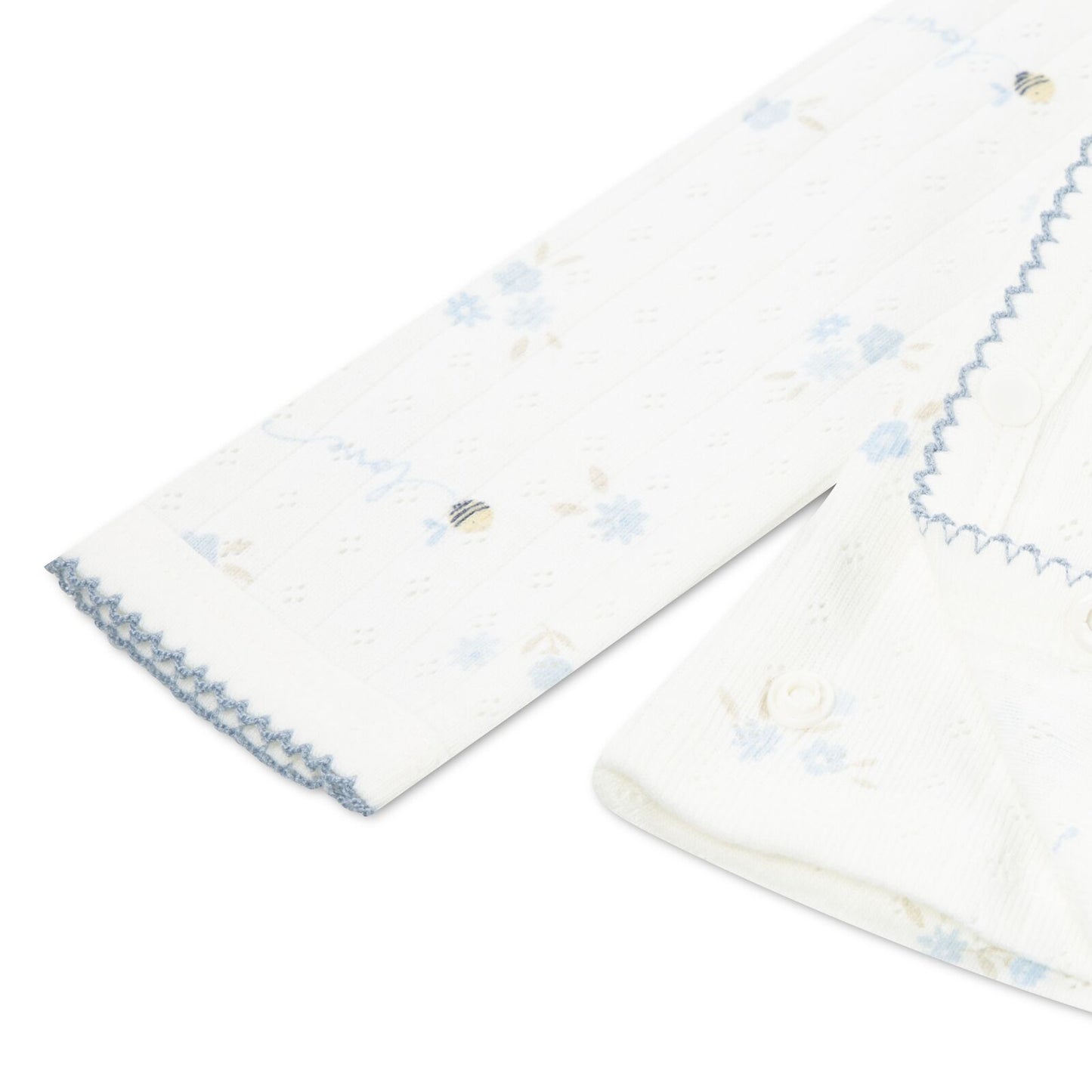 Huggies Floral 3 Piece Baby Set with Hat – White & Blue | Newborn - 9 Months