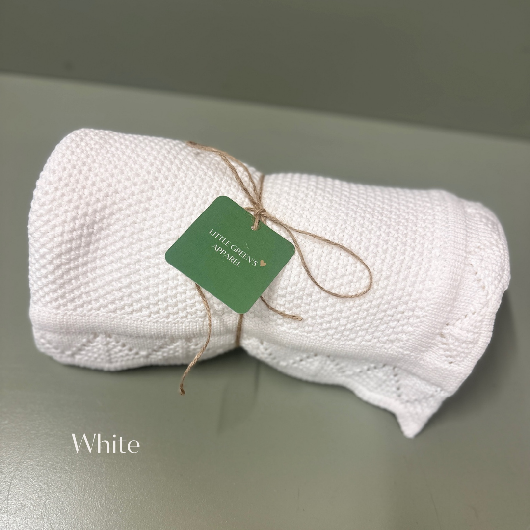 Personalised Knit Baby Blanket – 100% Cotton | 95 x 70cm | 8 Colours