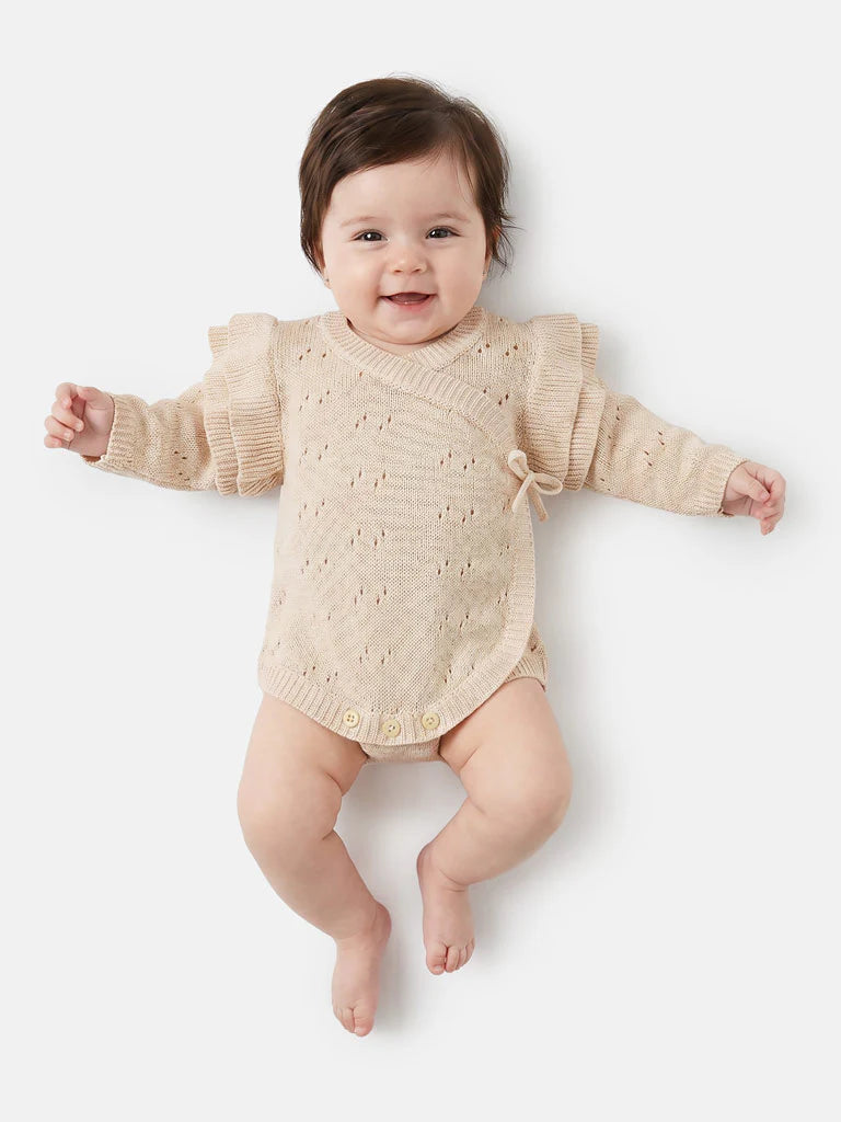 Personalised Knitted Baby Romper | Newborn Baby Gift