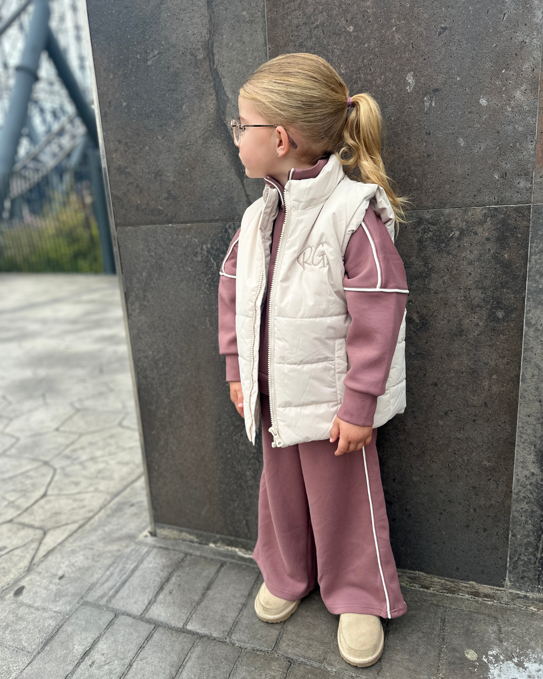 Personalised Kids Padded Gilet | Blush, Cream & Taupe | 1–10 Years