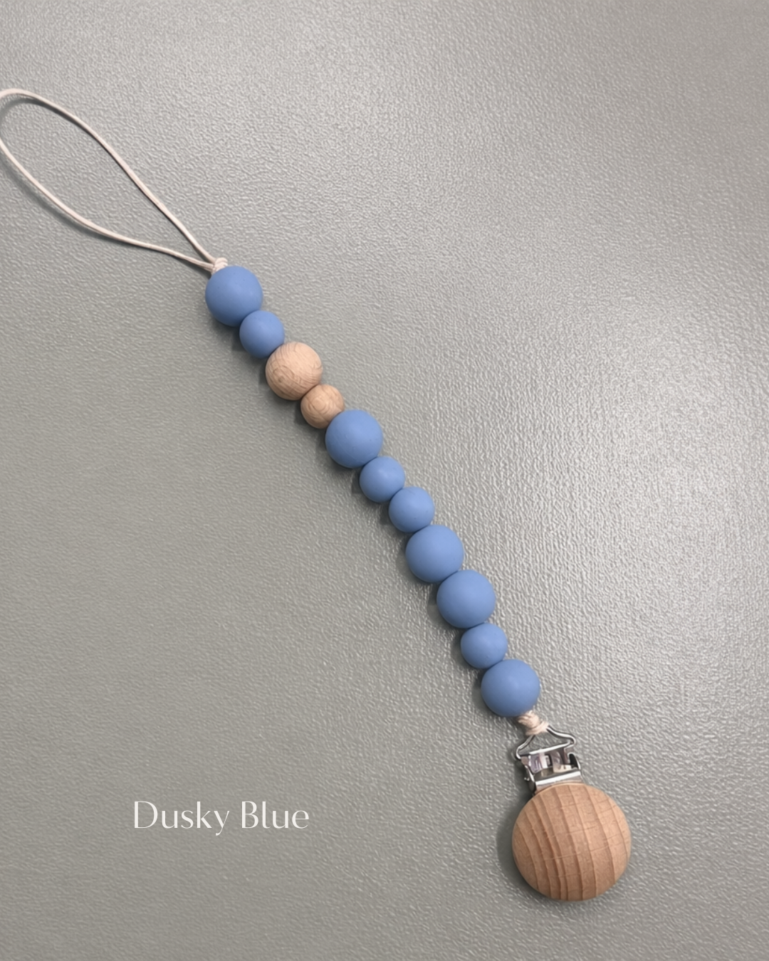 Silicone & Wooden Dummy Clip – Baby-Safe Silicone (Multiple Colours)