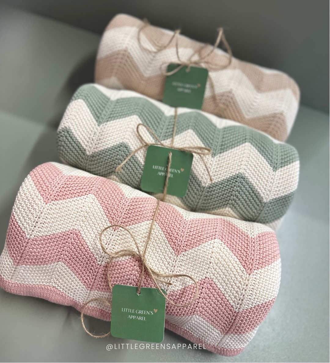 Personalised Zigzag Knit Baby Blanket – 100% Cotton | 95 x 70cm