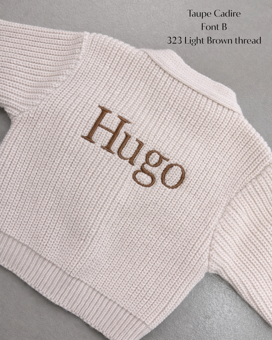 Dandelion Taupe Ribbed Baby Cardigan – Wooden Buttons | Newborn to 18M | Personalised