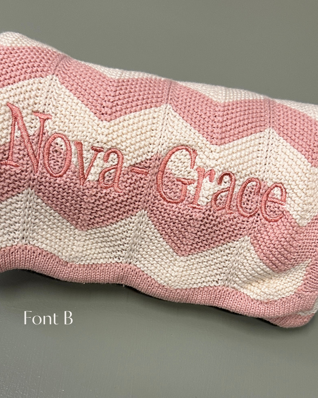 Personalised Zigzag Knit Baby Blanket – 100% Cotton | 95 x 70cm