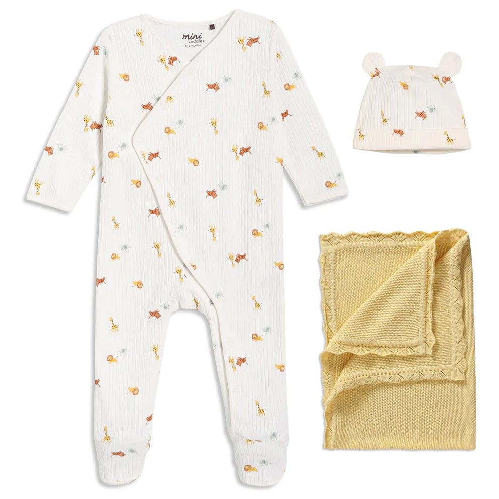 Mini Cuddles 3-Piece Baby Gift Set – Animal Print | Newborn to 3–6 Months