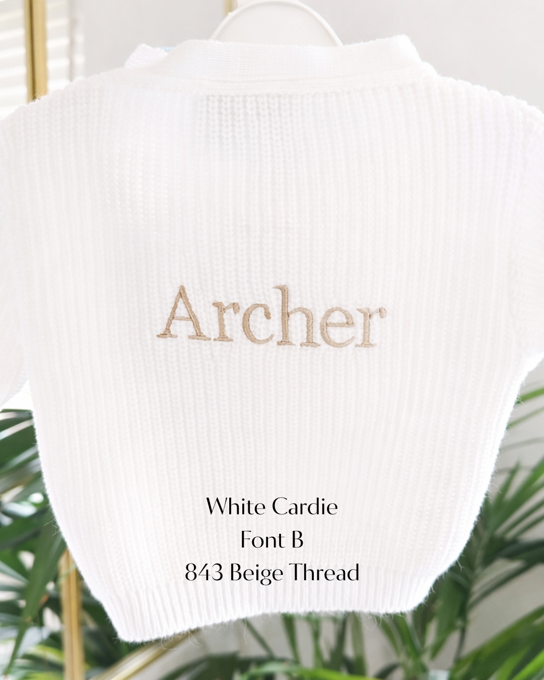 White Ribbed Knitted Baby Cardigan | Dandelion | Personalised Option | Newborn to 3–6M