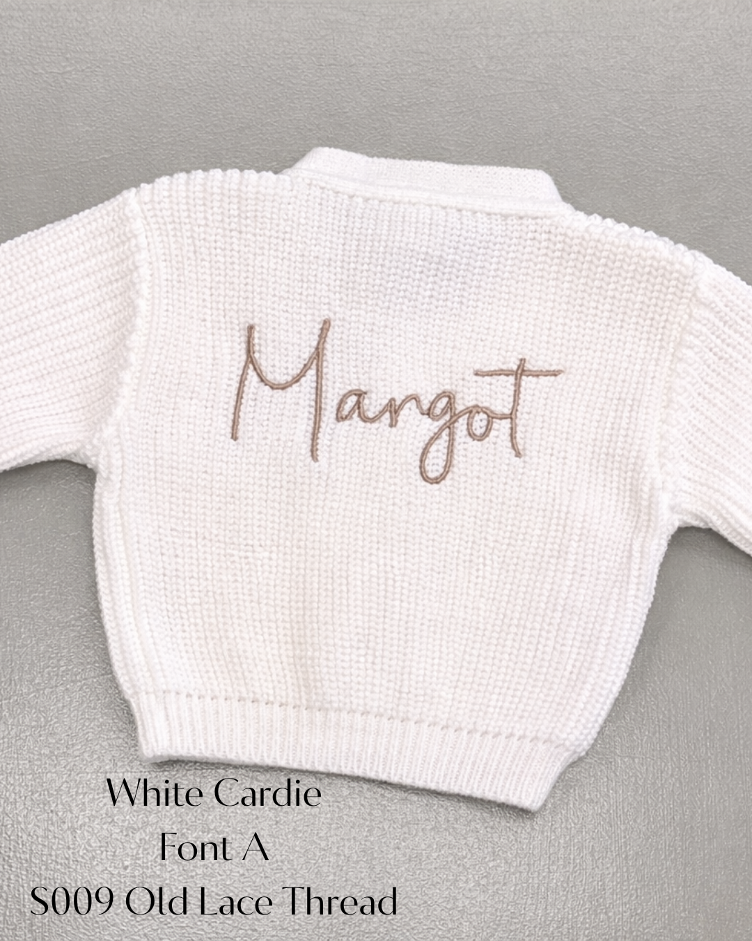 White Ribbed Knitted Baby Cardigan | Dandelion | Personalised Option | Newborn to 3–6M