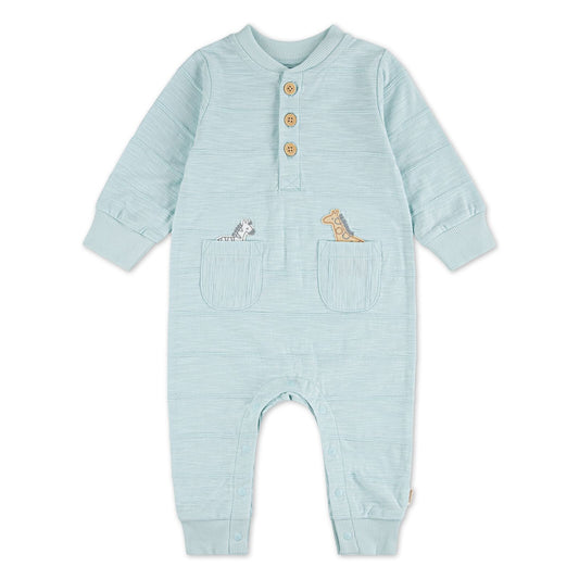 Huggies Safari Pocket Baby Jumpsuit – Pastel Blue| 3 - 24 Months