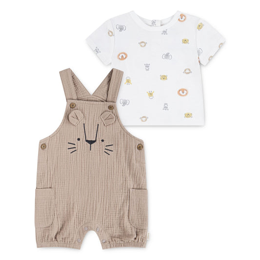 Huggies Safari Dungaree & T-Shirt Baby Set – Beige| 3 - 24 Months