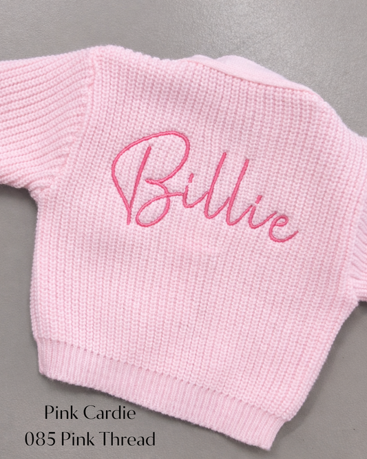 Pink Ribbed Knitted Baby Cardigan | Dandelion | Personalised Option | Newborn to 3–6M