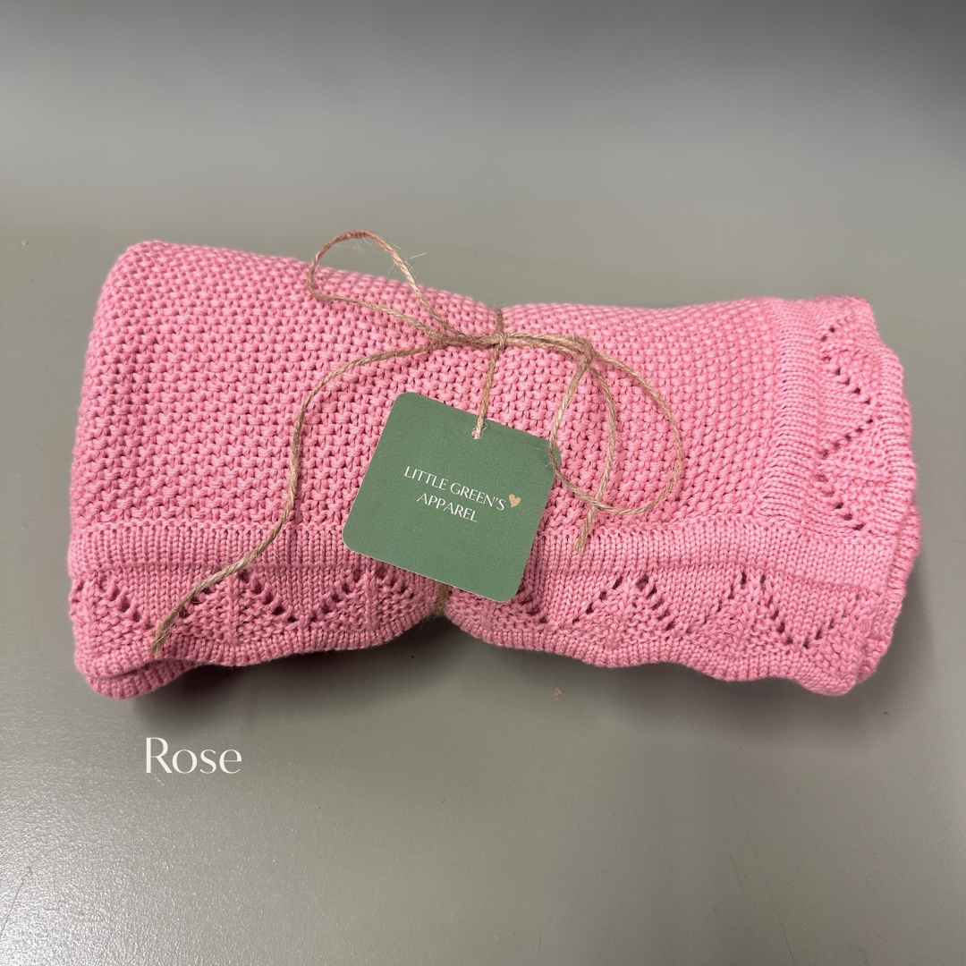 Personalised Knit Baby Blanket – 100% Cotton | 95 x 70cm | 8 Colours