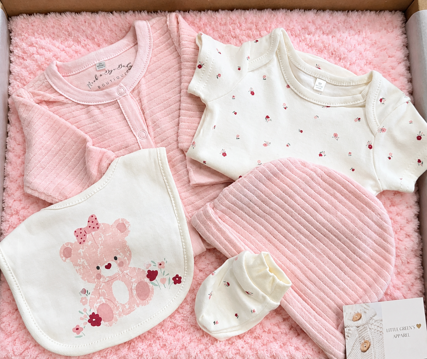 Pink Velour Baby Gift Box