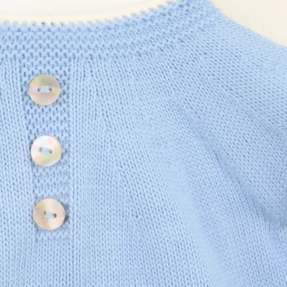 Pex Bertie baby knitted set in dusky blue – cosy 3-piece baby outfit