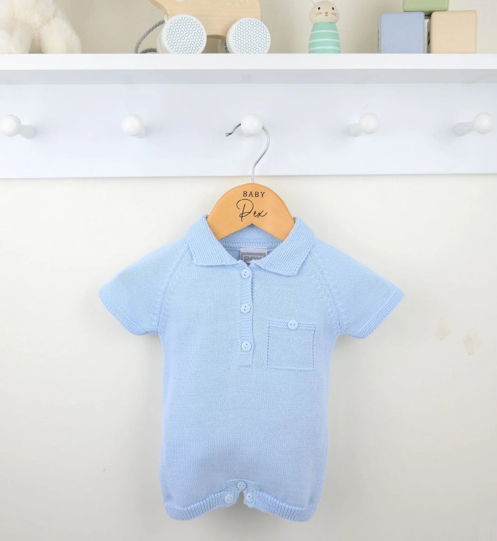 Pex Bradley Knitted Baby Romper – Blue | Newborn–12 Months