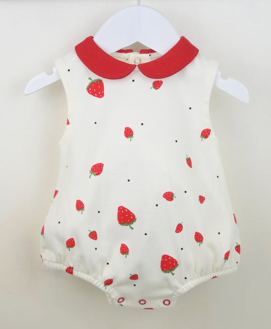 Pex Baby Girls Strawberry Print Romper – Newborn to 9–12 Months