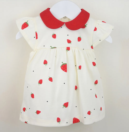 Pex Baby Girls Strawberry Print Dress – Newborn to 18–24 Months
