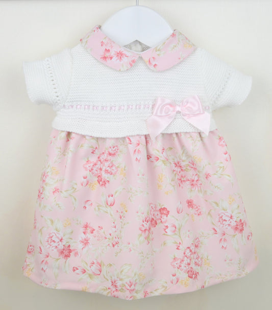 Pex Baby Girls Knitted Floral Dress – Newborn to 18–24 Months