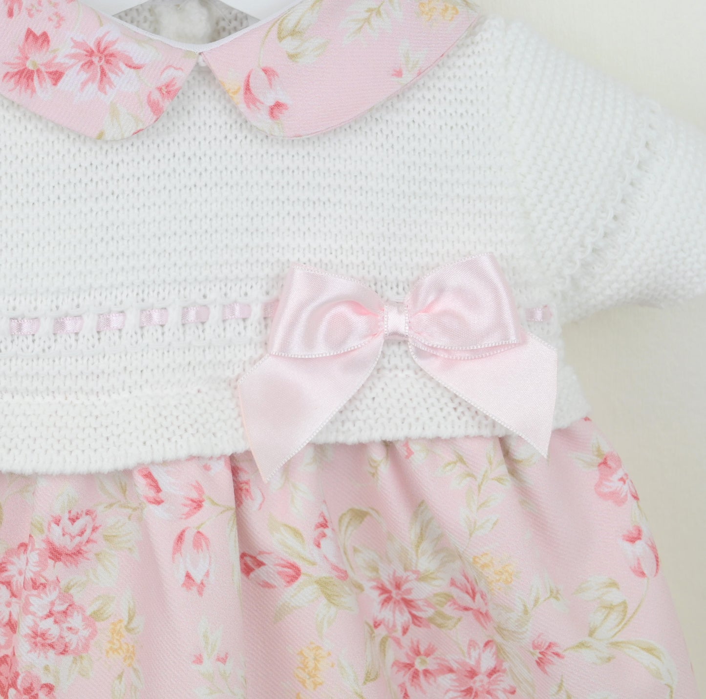 Pex Baby Girls Knitted Floral Dress – Newborn to 18–24 Months