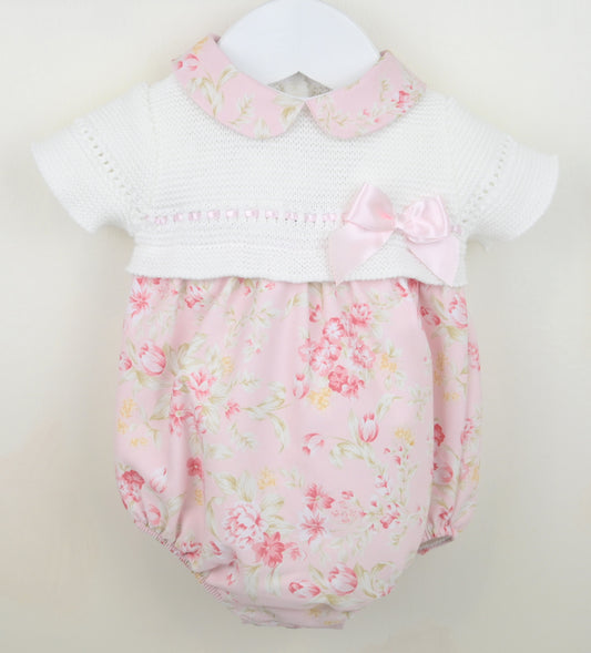 Pex Baby Girls Knitted Floral Romper – Newborn to 18–24 Months