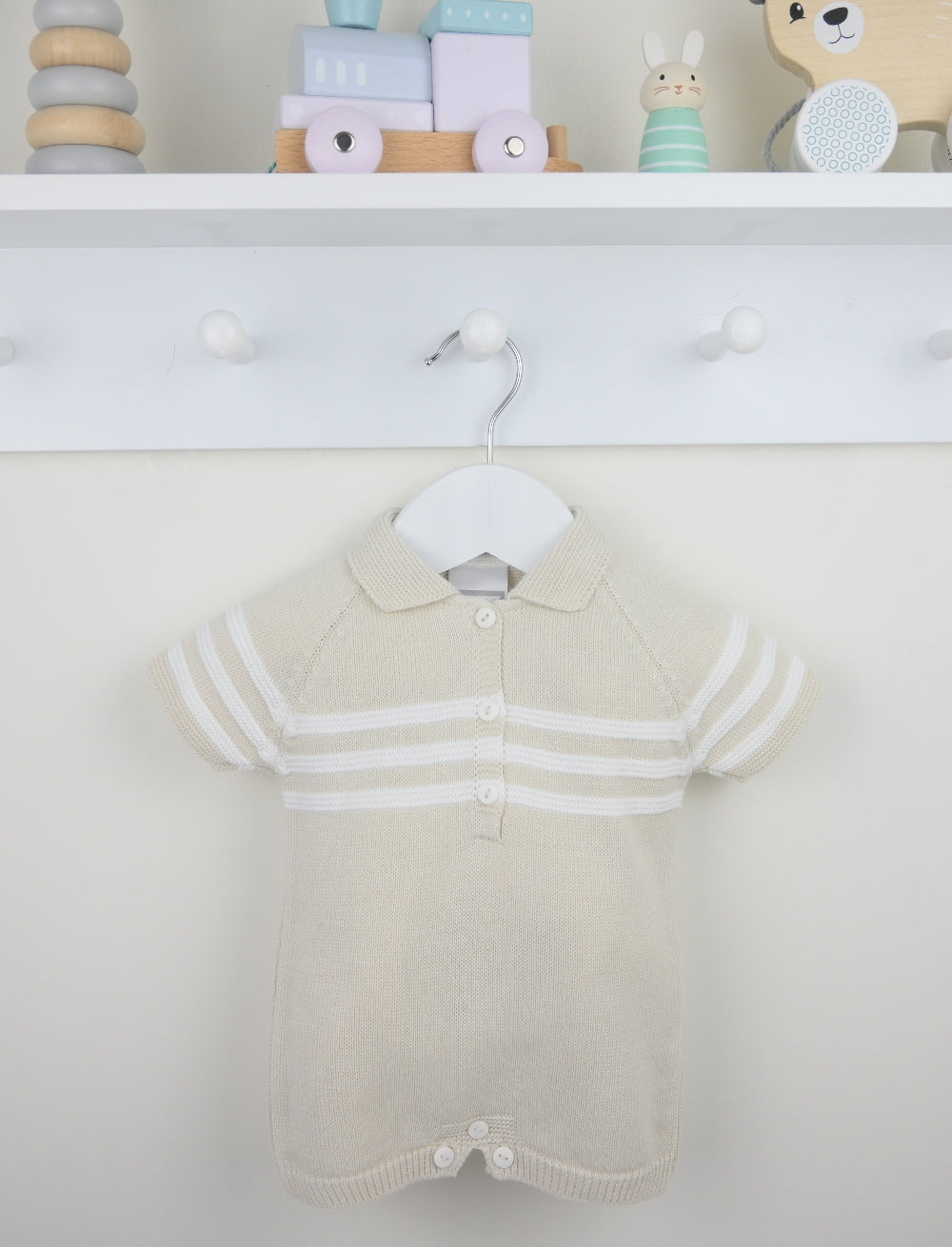Pex Mateo Knitted Baby Romper – Natural | Newborn–24 Months