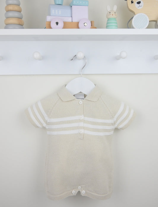 Pex Mateo Knitted Baby Romper – Natural | Newborn–24 Months