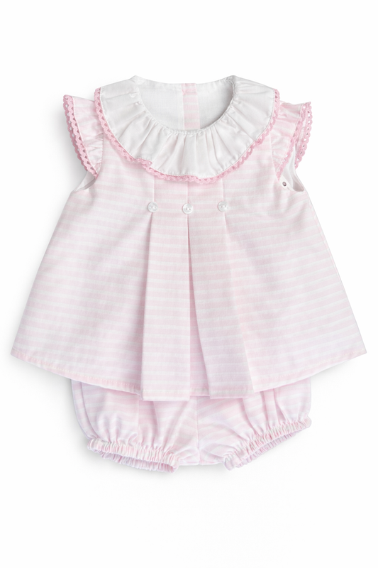 Girls Pink Stripe Top & Bloomers Set – 6 to 24 Months