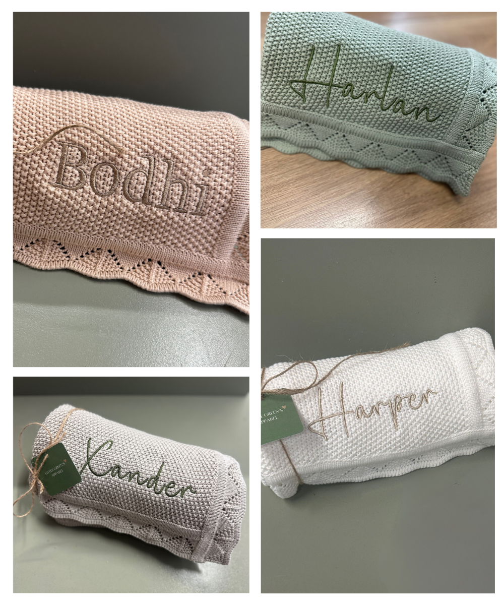 Personalised Knit Baby Blanket – 100% Cotton | 95 x 70cm | 8 Colours