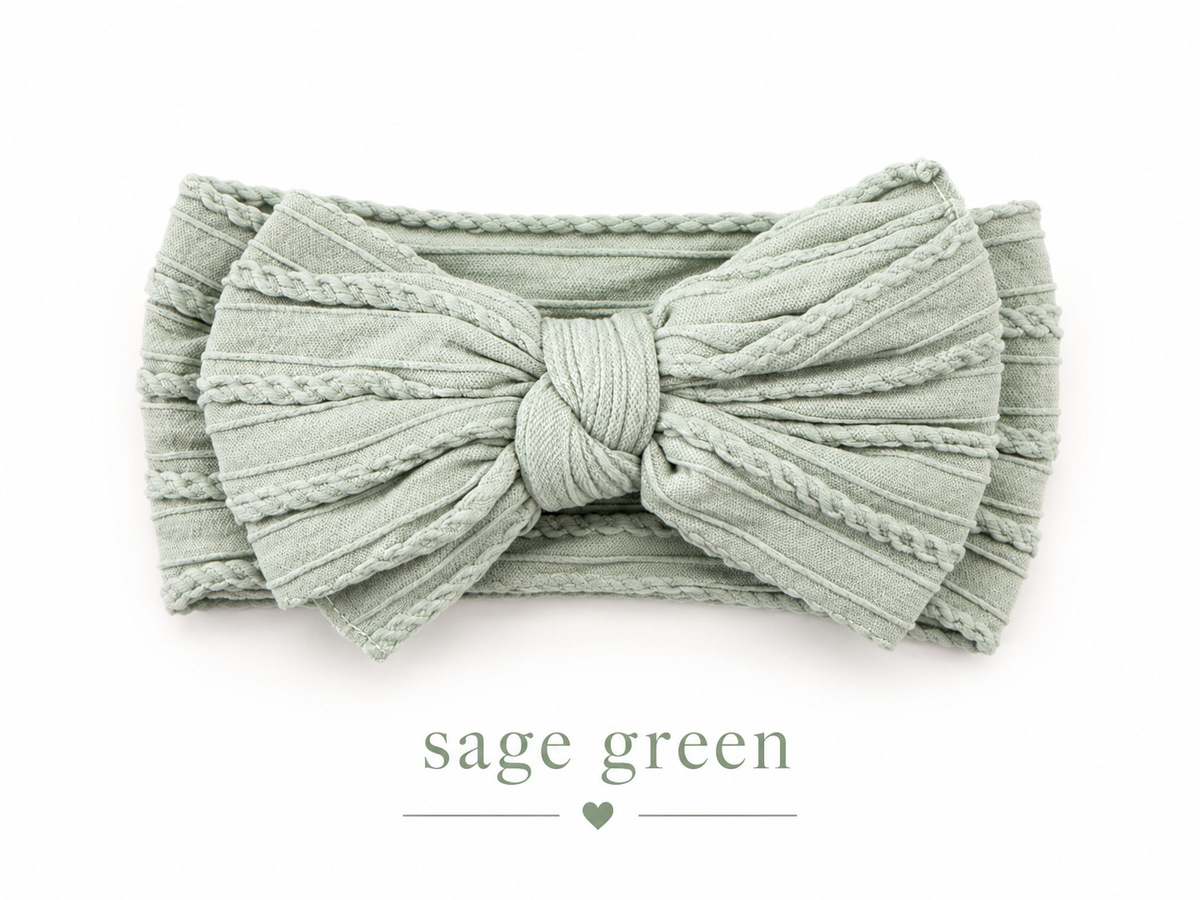 Bow Headband – Sage | Newborn to 3 Years