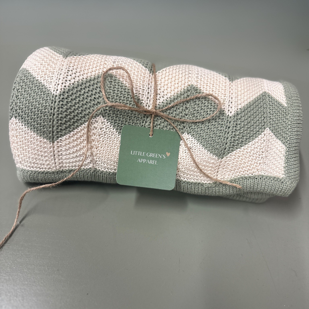Personalised Zigzag Knit Baby Blanket – 100% Cotton | 95 x 70cm