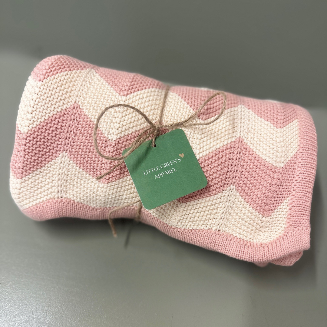 Personalised Zigzag Knit Baby Blanket – 100% Cotton | 95 x 70cm