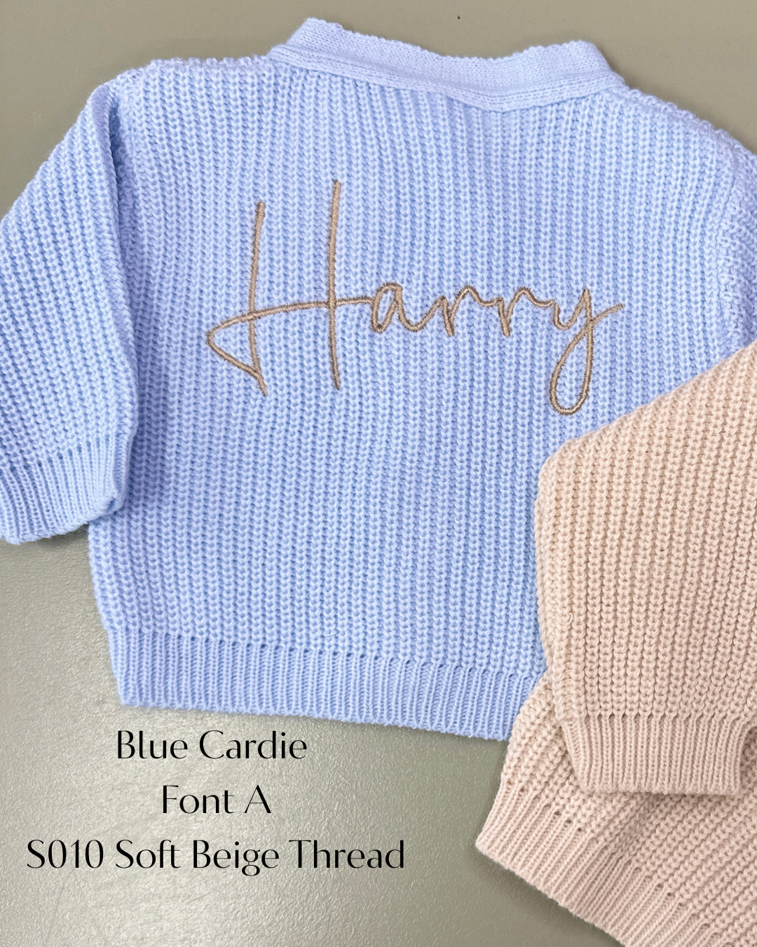 Sky Blue Ribbed Knitted Baby Cardigan | Dandelion | Personalised Option | Newborn to 3–6M