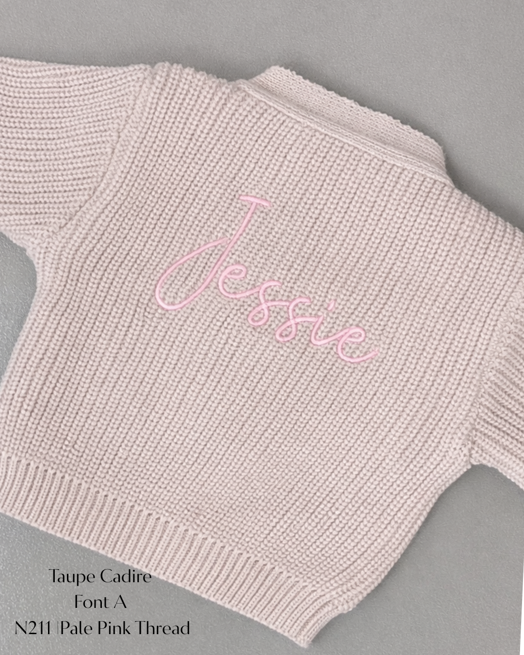 Dandelion Taupe Ribbed Baby Cardigan – Wooden Buttons | Newborn to 18M | Personalised