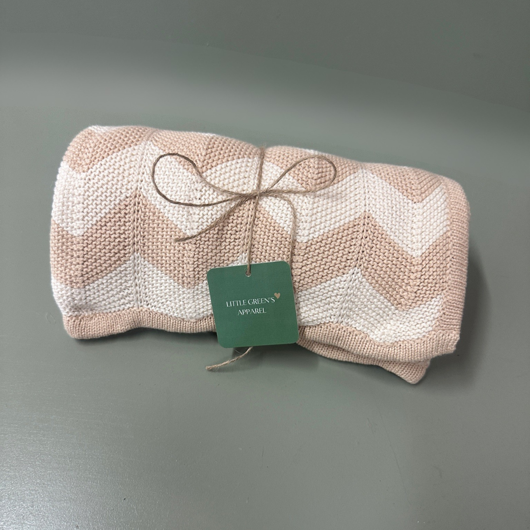 Personalised Zigzag Knit Baby Blanket – 100% Cotton | 95 x 70cm
