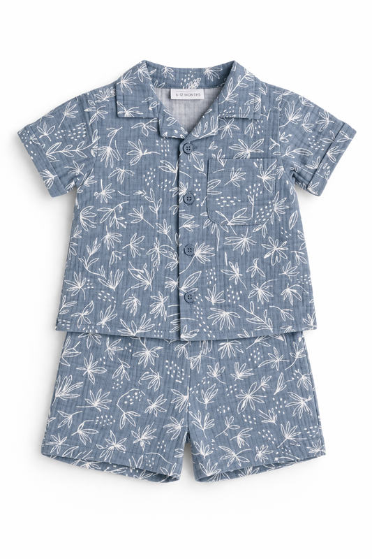 Boys Blue Floral Short Set – 6 to 24 Months