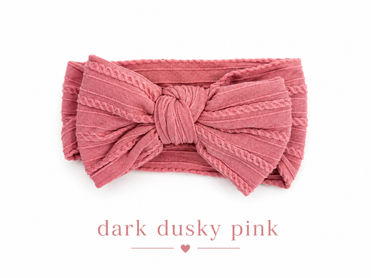 Bow Headband – Dark Dusky Pink | Newborn to 3 Years