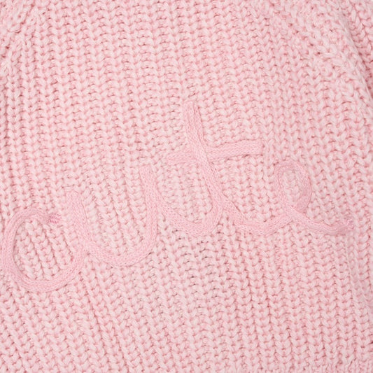 Pink Cute Knitted Baby Cardigan – Personalised |0– 12 Months