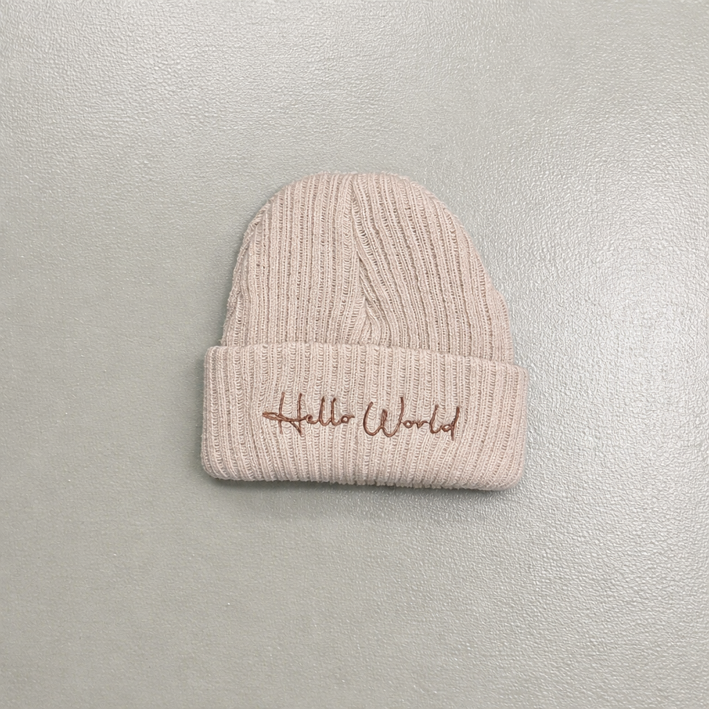 Hello World Newborn Baby Hat | Soft Cable Knit