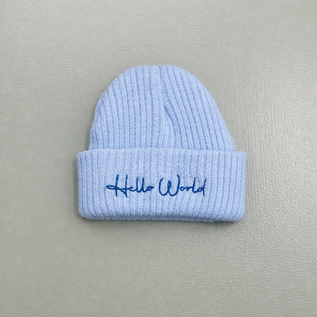 Hello World Newborn Baby Hat | Soft Cable Knit