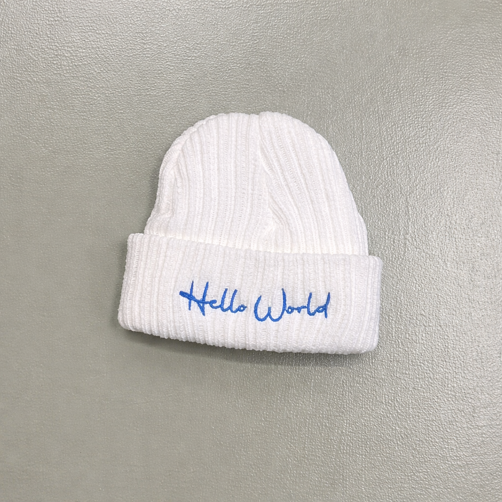 Hello World Newborn Baby Hat | Soft Cable Knit