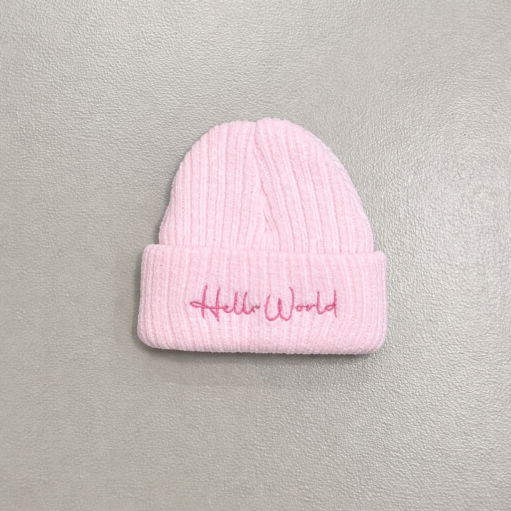 Hello World Newborn Baby Hat | Soft Cable Knit