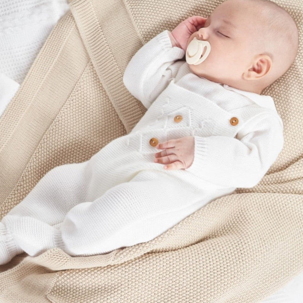 Baby knitted dungaree and Peter Pan collar top set by Dandelion