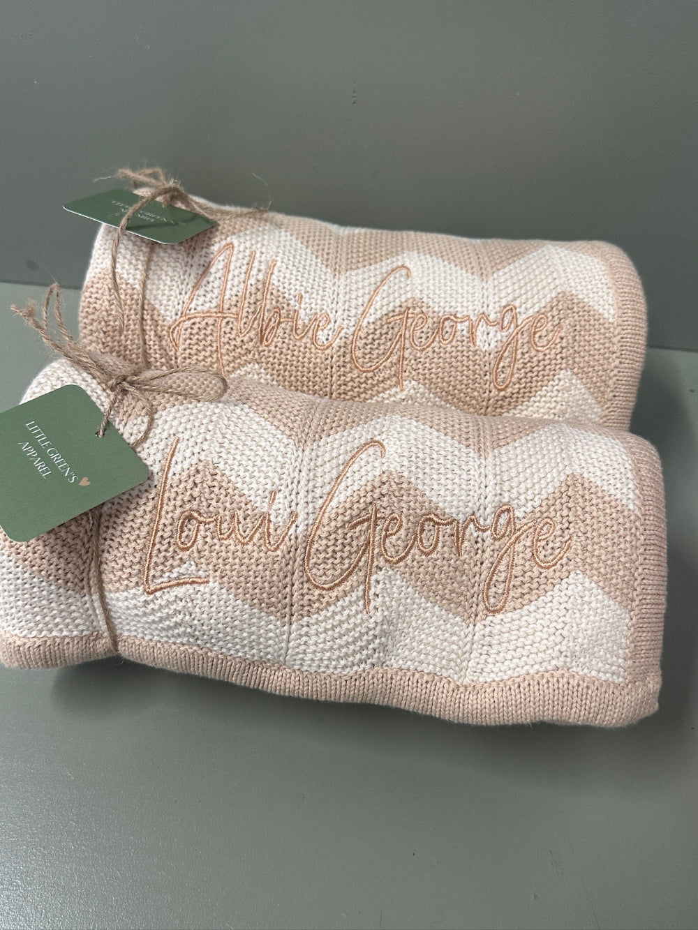 Personalised Zigzag Knit Baby Blanket – 100% Cotton | 95 x 70cm