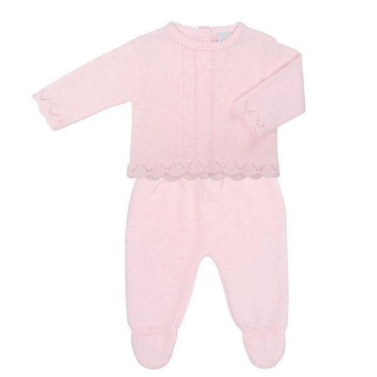 Dandelion baby pink knitted jumper and leggings set – perfect cosy outfit for newborn to 6 months